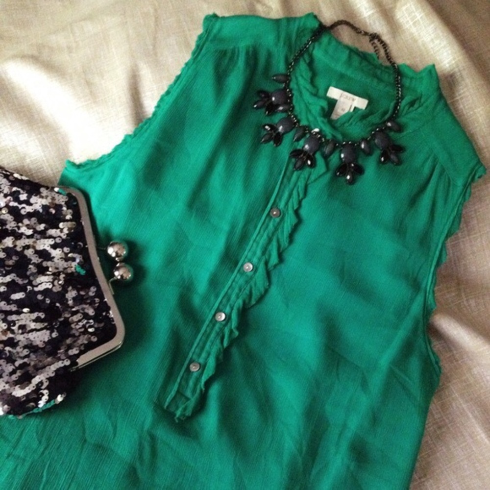 J. Crew Emerald Green Silk Blouse